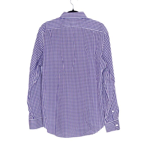 J.CREW Slim Fit Performance Dress Shirt Blue White Gingham Button Up Men's L - Picture 2 of 8
